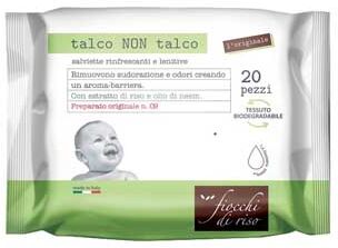 Fiocchi Di Riso Talco Non Talco Salviettine Rinfrescanti e Lenitive 20 Pezzi