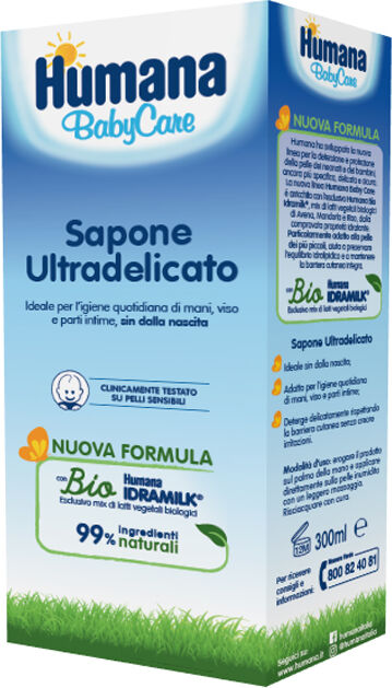 Humana Baby Sapone Liquido Ultradelicato Detergente Idratante 300 ml