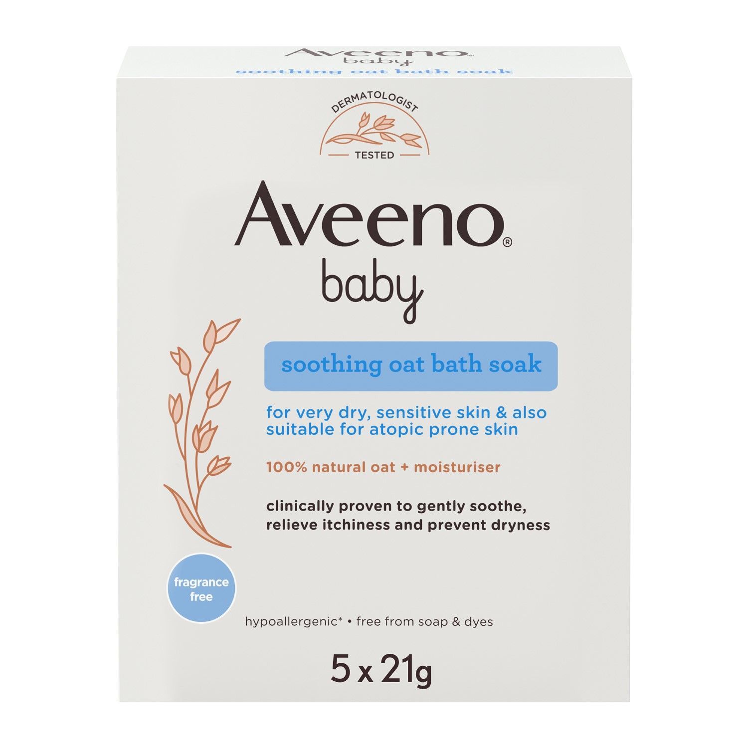 Aveeno Baby Sacchetti Per Bagnetto Lenitivo All'avena 5 Sacchetti Da 21g