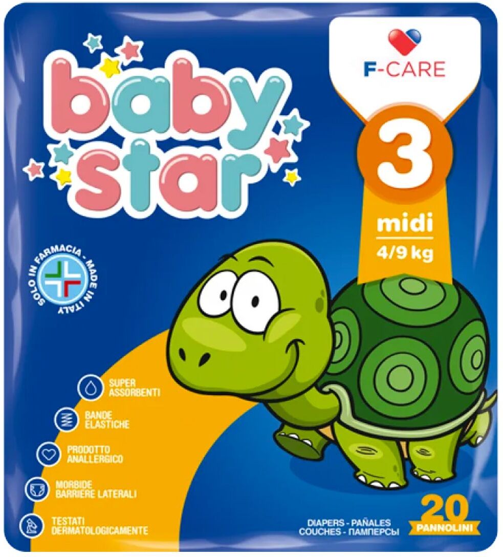 Babystar Pannolini 4-9kg Taglia 3 20 Pezzi