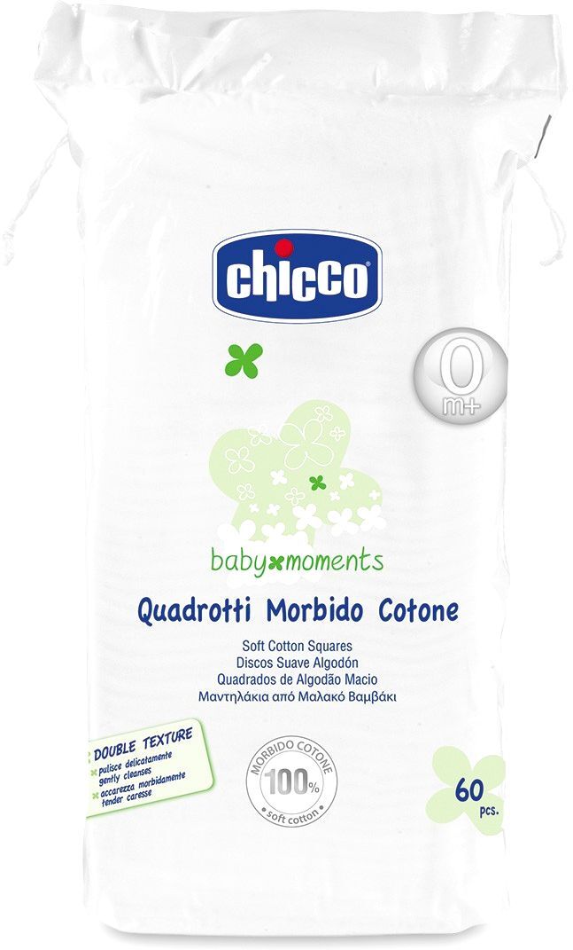 Chicco Quadrotti Morbido Cotone 60 Pezzi