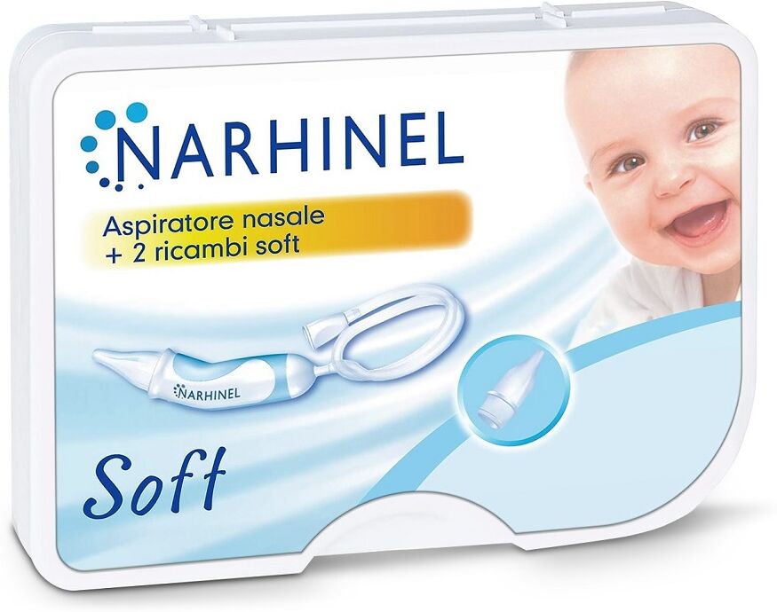 Narhinel Aspiratore Nasale Raffreddore Neonati E Bambini E 2 Ricambi Soft Con Filtro Assorbente