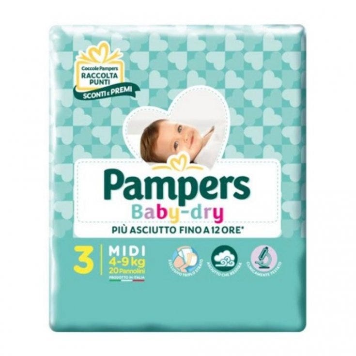 Pampers Baby Dry Midi Pannolini Tripla Azione 20 Pezzi 4-9 Kg Misura 3