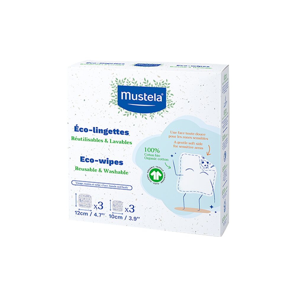 Mustela Eco-Wipes Kit Salviette Lavabili e Riutilizzabili per l’Igiene Quotidiana 6 pezzi