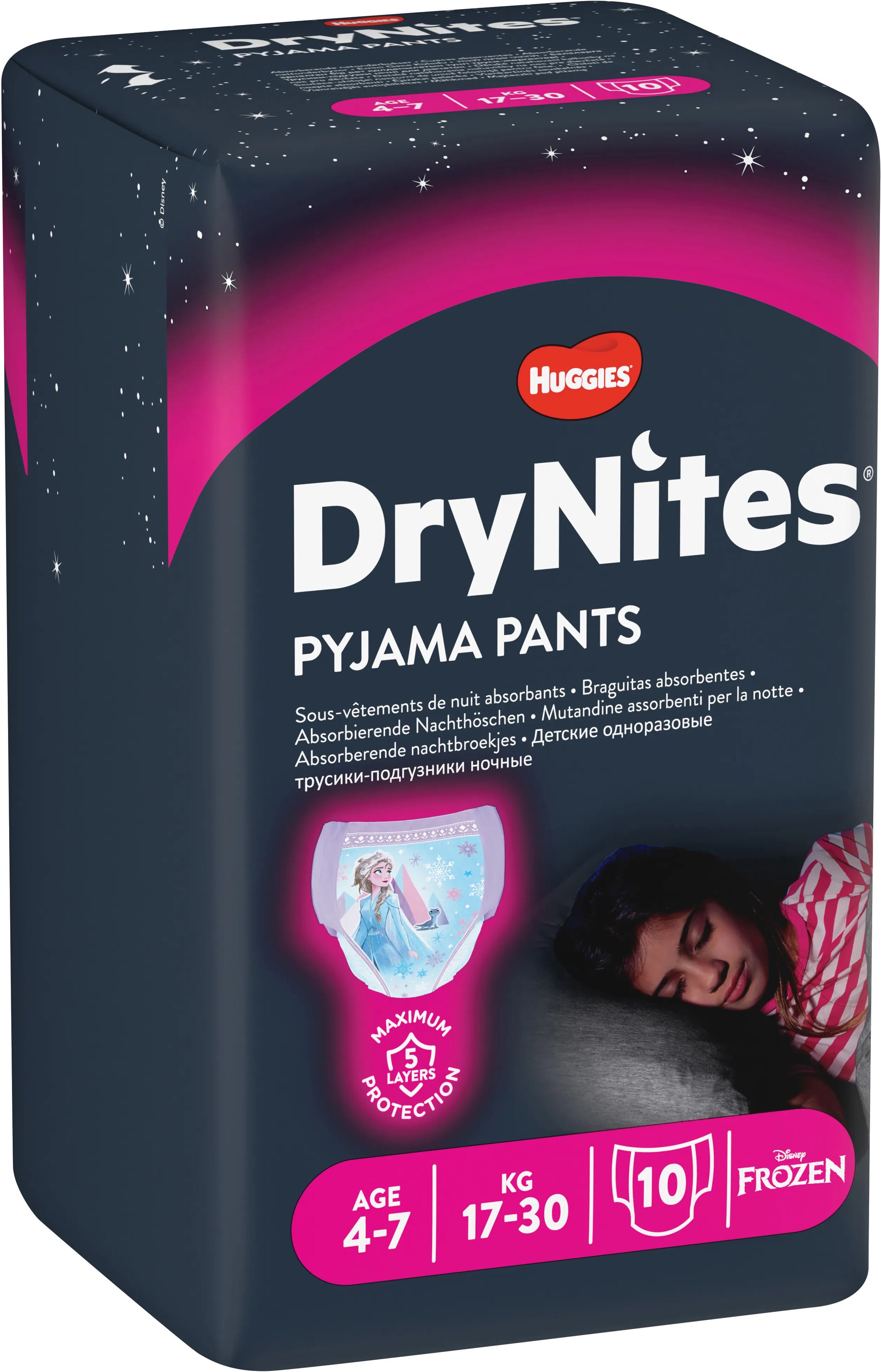 HUGGIES Drynites Mutandine Assorbenti Bambina 4-7 Anni 10 Pezzi