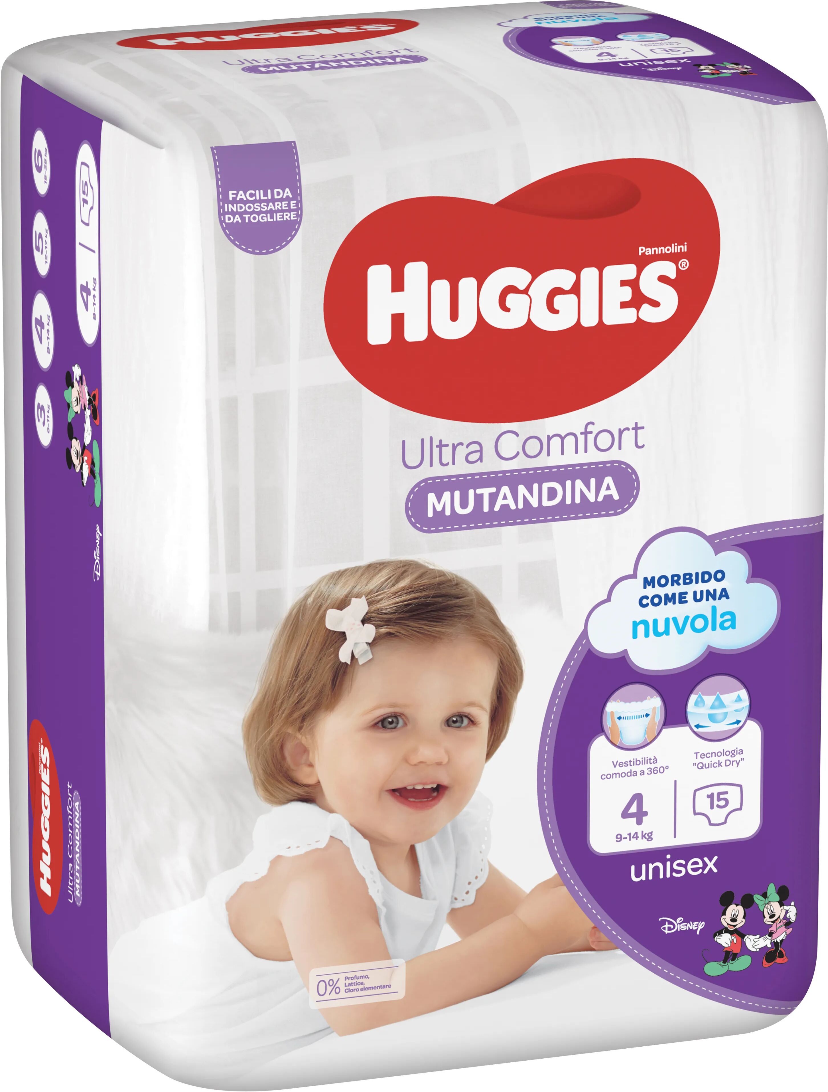 HUGGIES Diaper Pants Base Taglia 4 (10-17Kg) 15 Pezzi