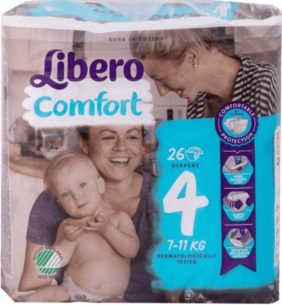 LIBERO Comfort Taglia 4 Pannolini 7-11 Kg 26 Pezzi