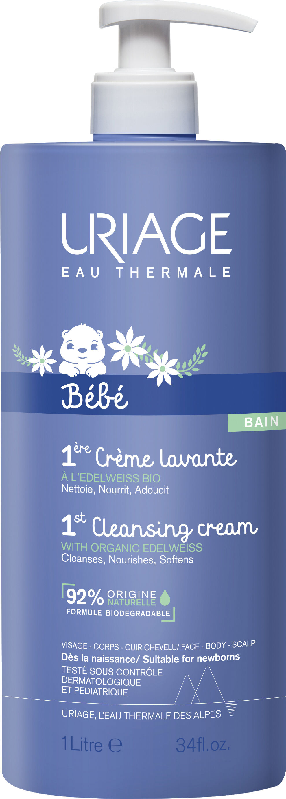 Uriage Bébé Crema Lavante Detergente Senza Sapone 1 L