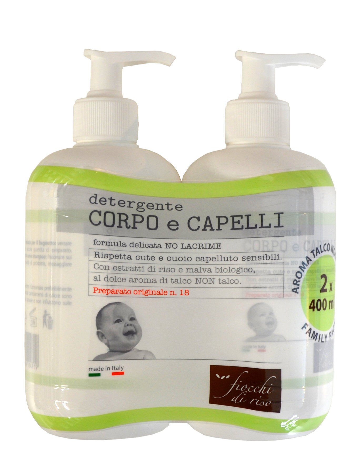 FIOCCHI DI RISO Detergente Corpo E Capelli Preparato Originale N. 18 2 X 400 Ml