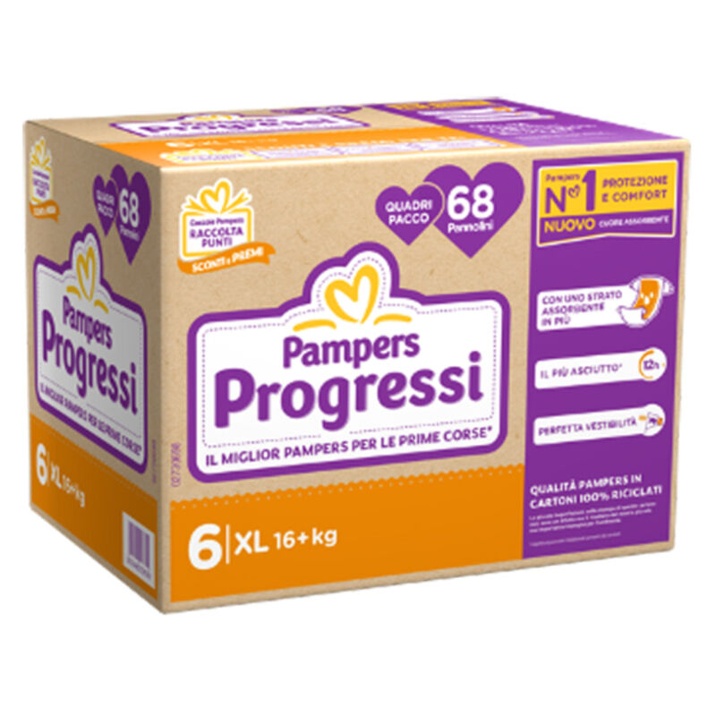 pampers Quadri Prog Xl 68pz