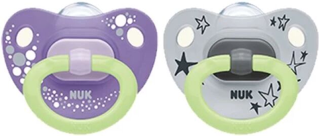 Nuk Happy Nights Chupeta Silicone 6-18meses 2 unidades Roxo