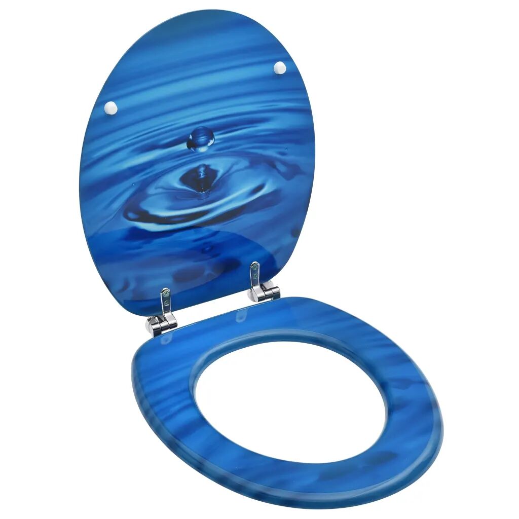 vidaXL Assento sanita c/ tampa MDF design gotas de água azul