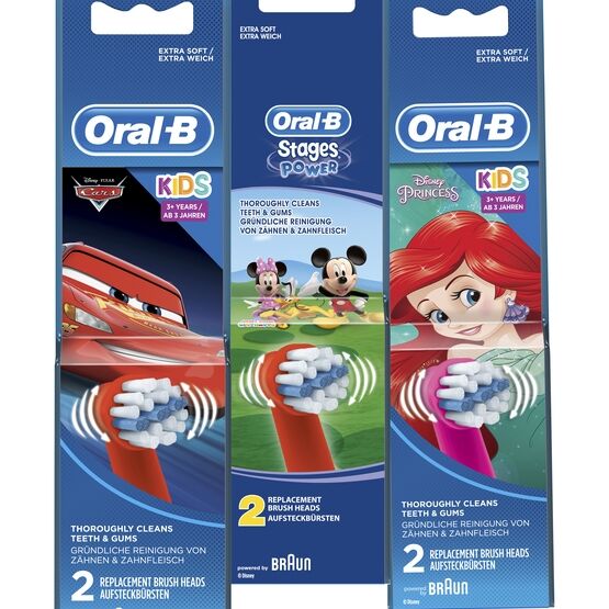 Oral-B Kids Prinsessor, Cars och Musse Pig Borsthuvud Refill 2 st