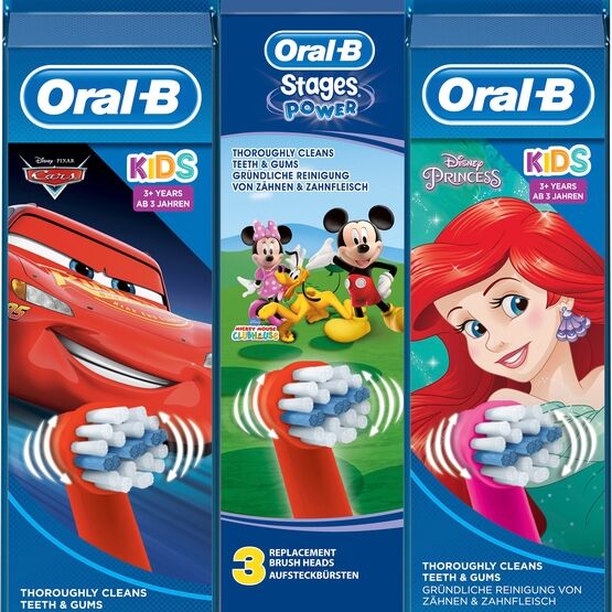 Oral-B Kids Prinsessor, Cars och Musse Pig Borsthuvud Refill 3 st