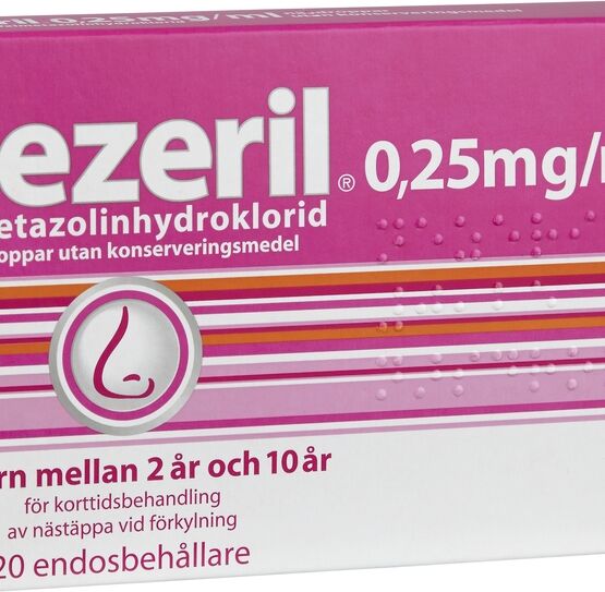 Nezeril, näsdroppar, lösning i endosbehållare 0,25 mg/ml 2 x 10 x 0,1 ml