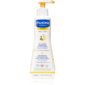 Mustela Bébé Dry Skin nourishing cleansing gel with skin barrier cream for children from birth 300 ml