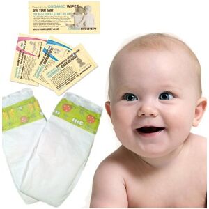 Beaming Baby Biodegradable Nappy Trial Pack, Size 2 (5-8 kg/11-18 lb) 2 Eco Friendly Diapers, 2 Compostable Cornstarch Nappy Bags, 2 Organic Plastic-Free Baby Wipes