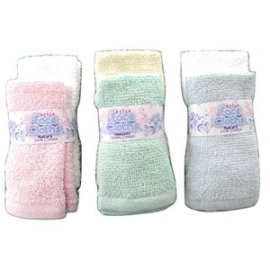 Soft Touch 2 Pack of Cotton Toweling Face Clothes (Pink & White)
