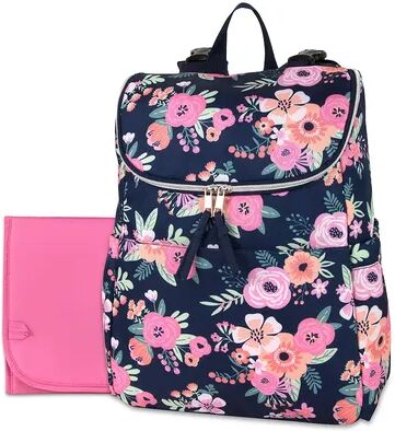 Baby Essentials Floral Backpack Diaper Bag, Blue