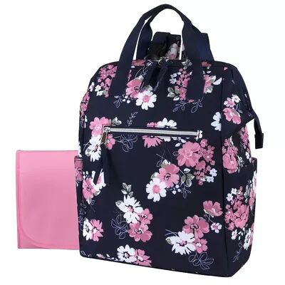 Baby Essentials Floral Backpack Diaper Bag, Blue