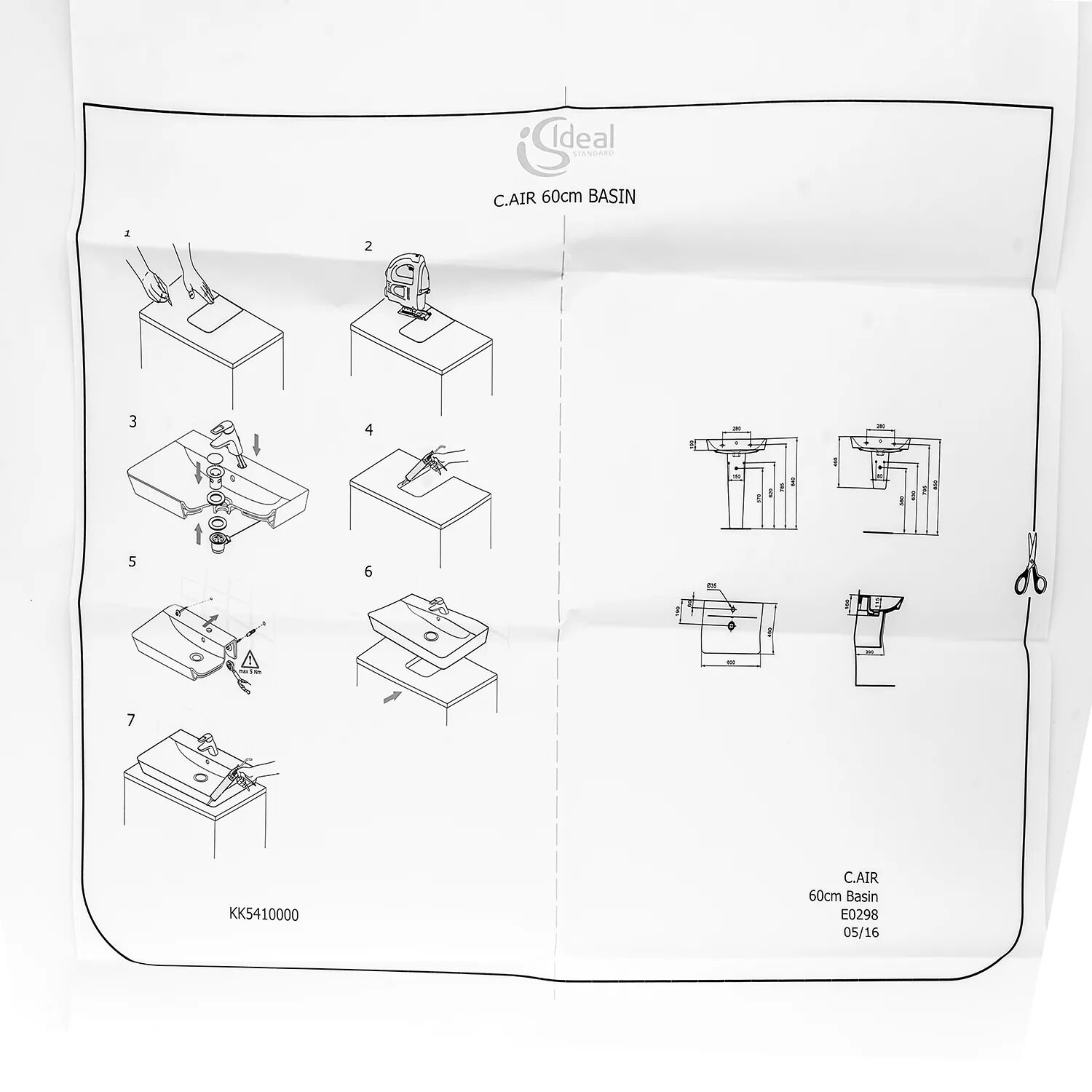 Ideal Standard für Connect Cube Air Waschtisch 60 cm für Connect Cube Air Waschtisch 60 cm   KK5410000