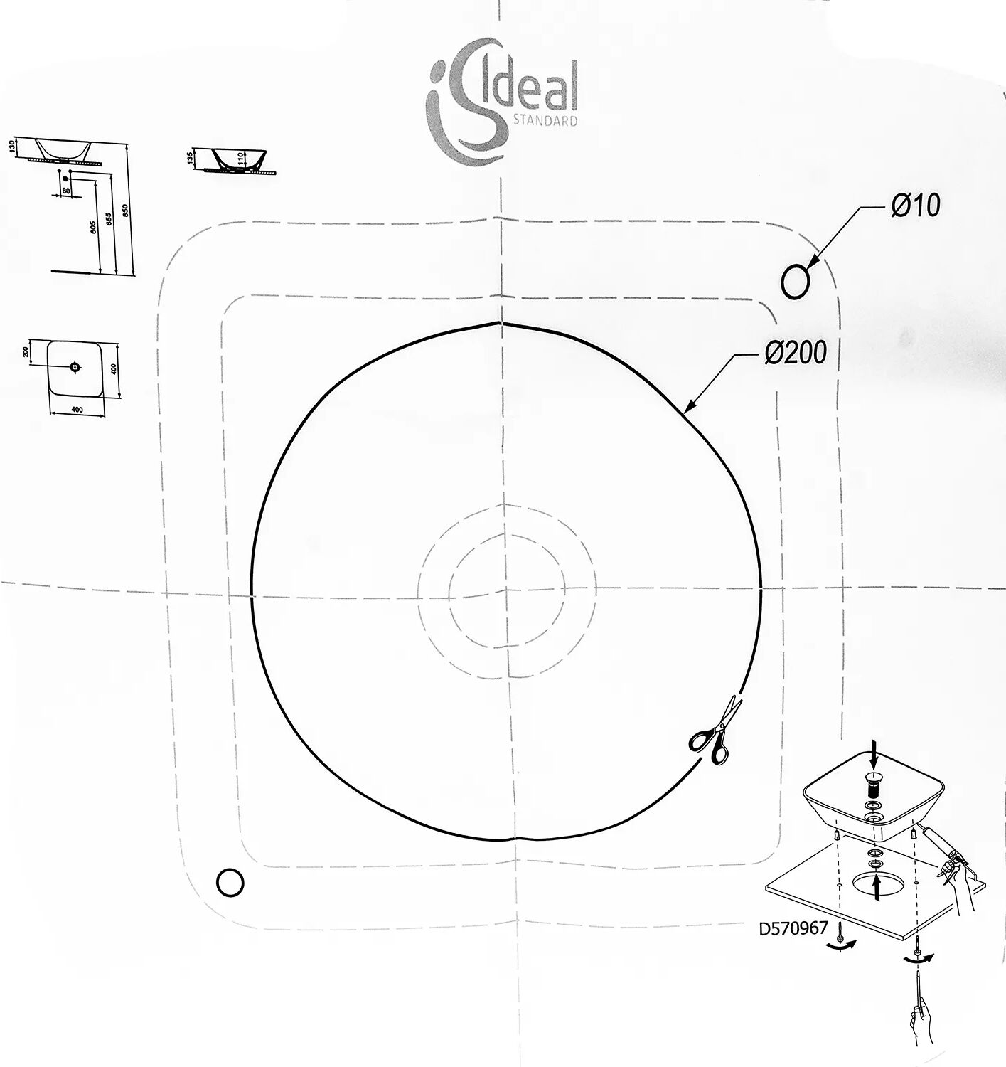 Ideal Standard für Connect Air Aufsatzschale 40 x 40 cm passend für Art. E034701   VV2401290523