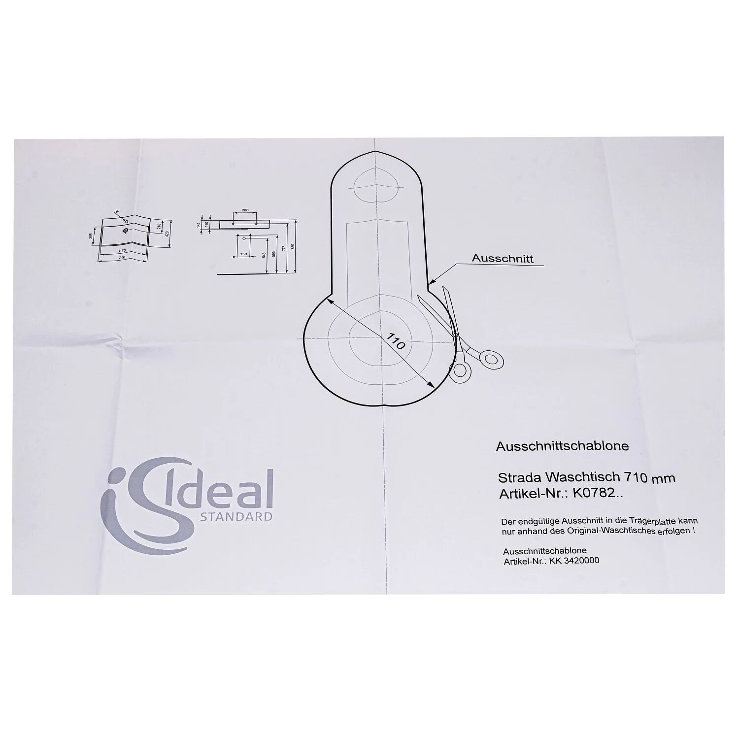 Ideal Standard für Strada Waschtisch 71 cm für Strada Waschtisch Art.K078201   KK3420000