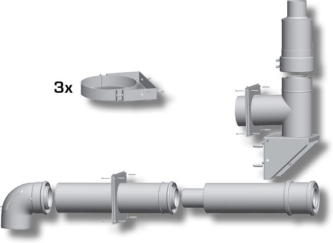 Wolf Paket Abgasleitung 2651501Z01 Ø 80/125, bis 50kW, für Fassade