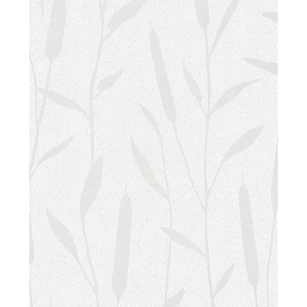 Topchic Papier peint Reed Plumes Blanc métallisé