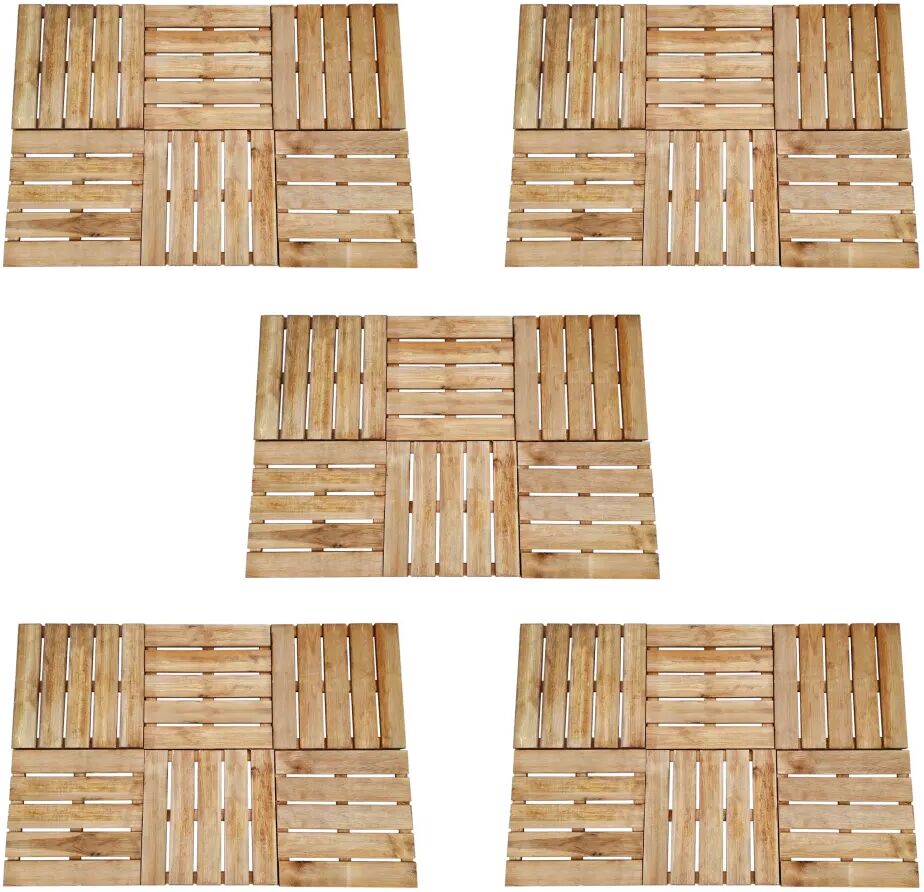 vidaXL Dalles de terrasse 30 pcs 50x50 cm Bois Marron