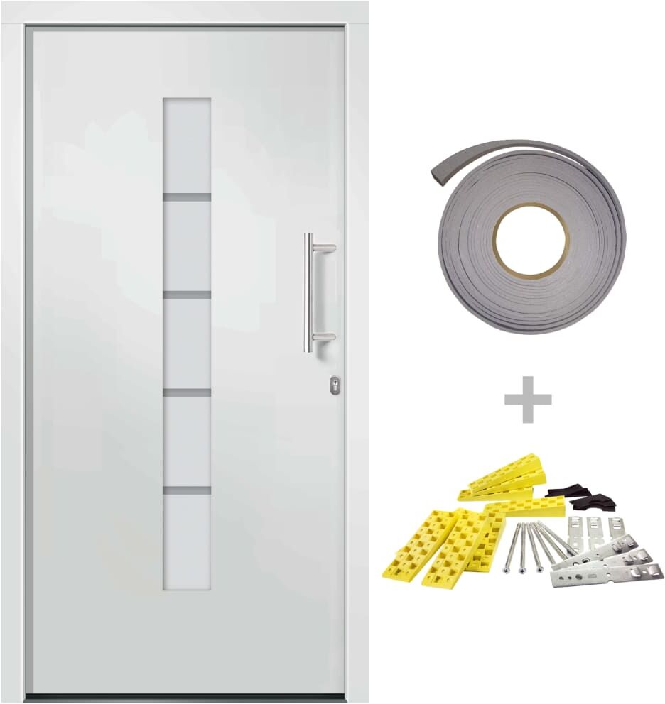 vidaXL Porte d'entrée Aluminium et PVC Blanc 110x210 cm