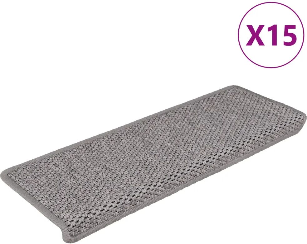 vidaXL Tapis d'escalier autocollants 15 pcs 65x25 cm Argenté