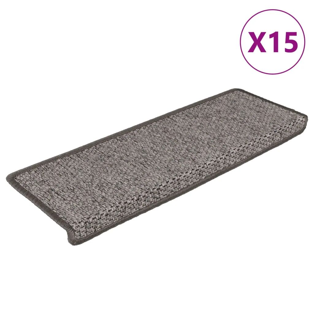 vidaXL Tapis d'escalier autocollants 15 pcs 65x25 cm Gris et beige