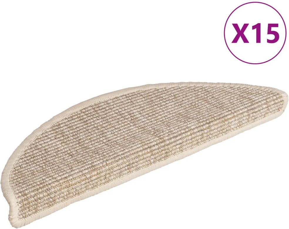 vidaXL Tapis d'escalier autocollants 15 pcs 56x20 cm Beige clair