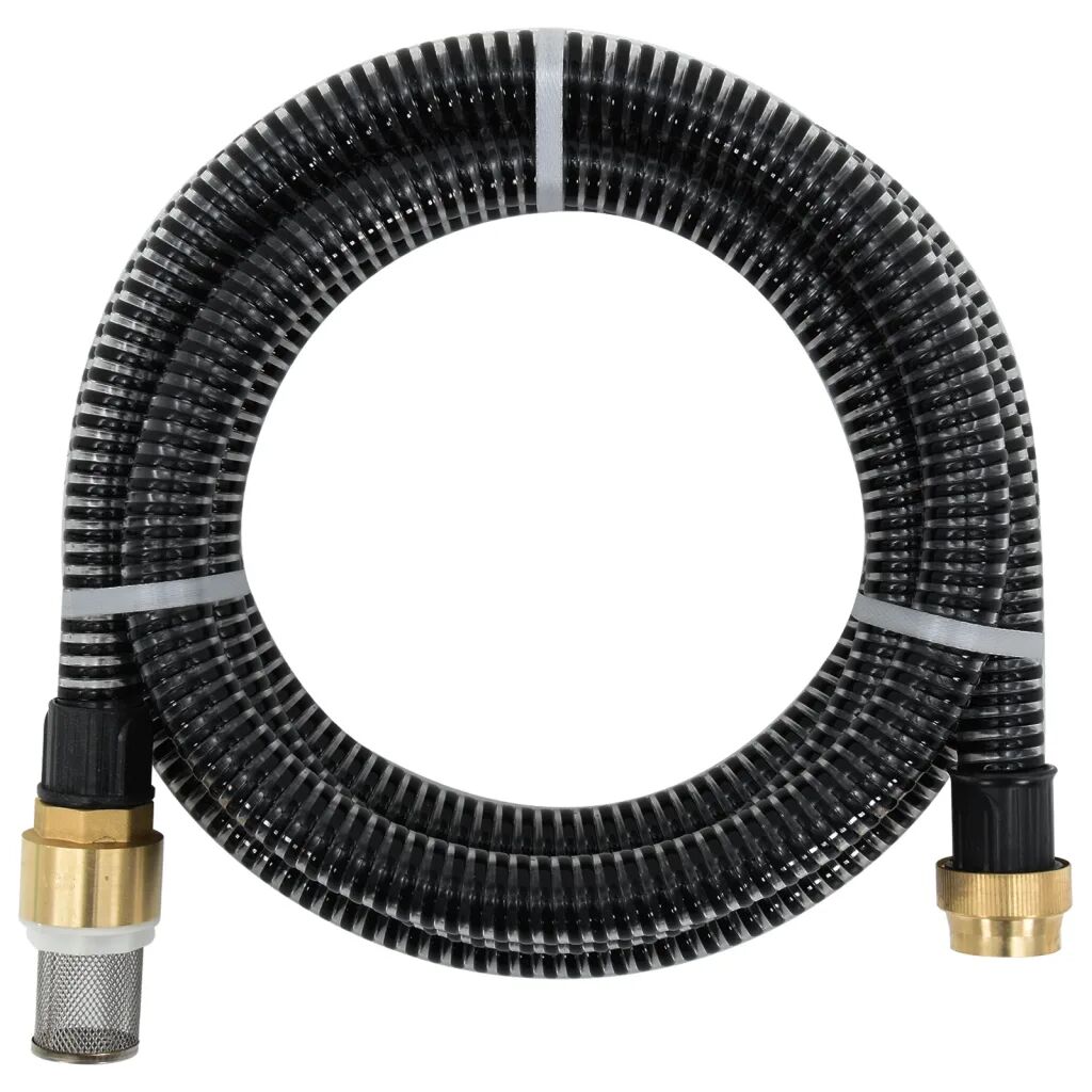 vidaXL Tuyau d'aspiration avec raccords en laiton 15 m 25 mm Noir