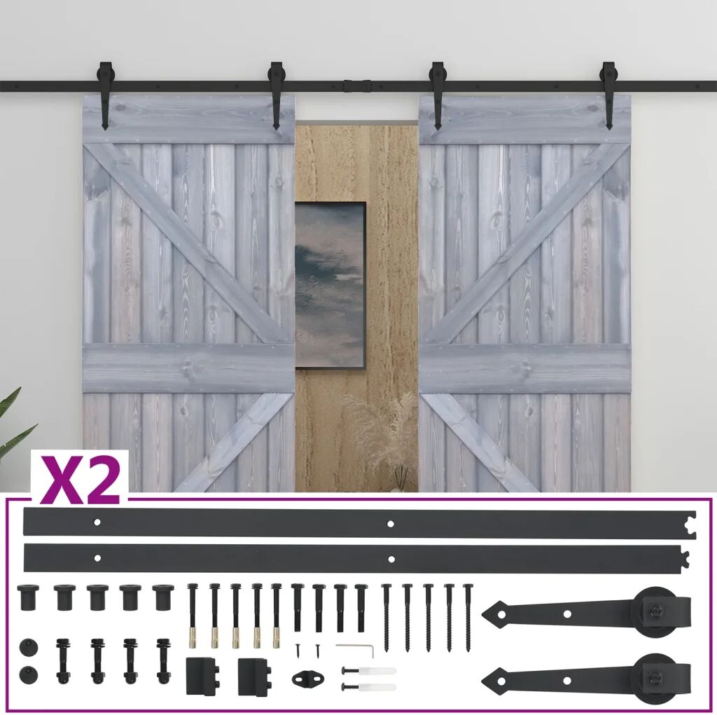 vidaXL Porte coulissante avec kit de quincaillerie 80x210cm Pin massif