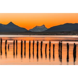 Papermoon Fototapete »PUERTO NATALES-CHILE SEE GEBIRGE BLUMEN SONNE WALD STEG« bunt  B/L: 2,00 m x 1,49 m