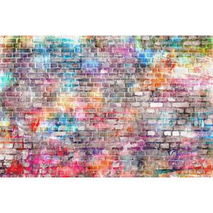 Papermoon Fototapete »STEINWAND ZIEGEL GRAFFITI« bunt  B/L: 2,50 m x 1,86 m