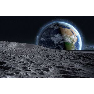 Papermoon Fototapete »Mond und Erde« bunt  B/L: 3,00 m x 2,23 m
