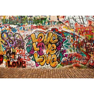 Papermoon Fototapete »Love Graffiti Wand« bunt  B/L: 2,0 m x 1,5 m