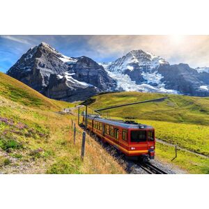 Papermoon Fototapete »Zug durch Landschaft« bunt  B/L: 2,00 m x 1,49 m