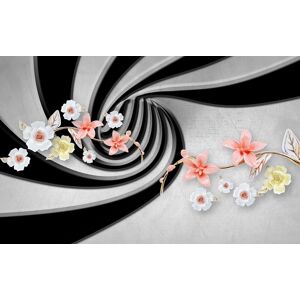 Papermoon Fototapete »Abstrakt 3D Effekt mit Blumen« bunt  B/L: 2,00 m x 1,49 m