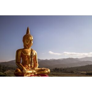 Papermoon Fototapete »Goldfarbenene Buddha-Statue« mehrfarbig  B/L: 4,5 m x 2,8 m