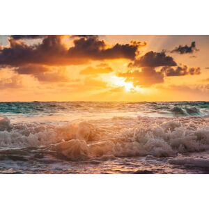 Papermoon Fototapete »WELLEN-STRAND MEER SEE SONNE WOLKEN BEACH LANDSCHAFT« bunt  B/L: 2,00 m x 1,49 m