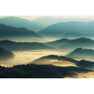 Papermoon Fototapete »Neblige Berge« bunt  B/L: 5,00 m x 2,80 m