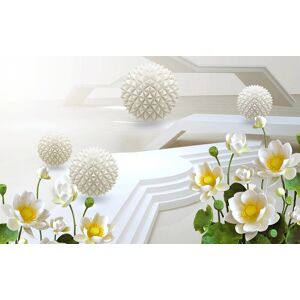 Papermoon Fototapete »Abstrakt 3D Effekt mit Blumen« bunt  B/L: 4,50 m x 2,80 m