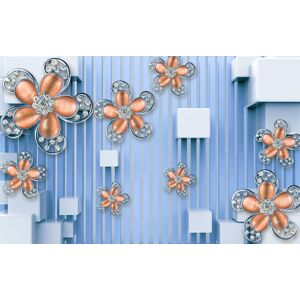 Papermoon Fototapete »Muster mit Blumen« bunt  B/L: 3,50 m x 2,60 m