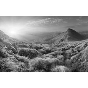 Papermoon Fototapete »Landschaft Schwarz & Weiss« schwarz/weiss  B/L: 4,50 m x 2,80 m
