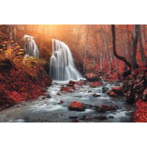 Papermoon Fototapete »Wasserfall im Wald« bunt  B/L: 4,50 m x 2,80 m