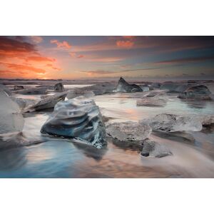 Papermoon Fototapete »Photo-Art MASSIMO BARONI, GLACIAL LAGOON BEACH« bunt  B/L: 4,50 m x 2,80 m